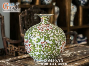 Bình hút lộc vẽ hoa dây xanh vàng kim 30cm