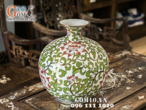 Bình hút lộc vẽ hoa dây xanh vàng kim 30cm