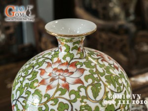 Bình hút lộc vẽ hoa dây xanh vàng kim 30cm