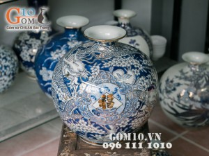 Bình hút lộc vẽ rồng vàng 38cm