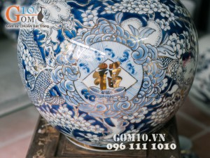 Bình hút lộc vẽ rồng vàng 38cm