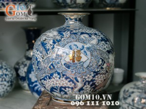 Bình hút lộc vẽ rồng vàng 33cm