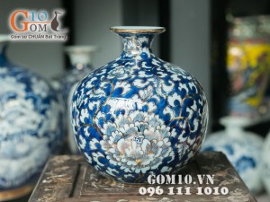 Bình hút lộc vẽ vàng - Bảo Bình Liên Hoa 30cm