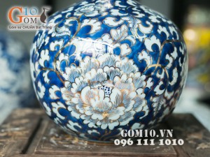 Bình hút lộc vẽ vàng - Bảo Bình Liên Hoa 30cm