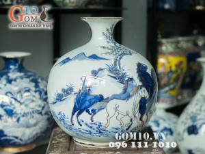 Bình hút lộc vẽ vàng - Bát Mã Truy Phong 30cm