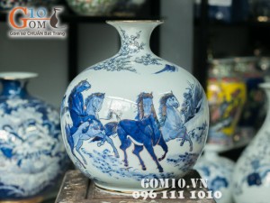 Bình hút lộc vẽ vàng - Bát Mã Truy Phong 30cm