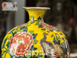 Bình hút lộc vẽ vàng - Không Tước Phú Quý 30cm