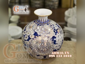 Bình hút lộc vẽ Vàng cao cấp họa tiết hoa Mẫu Đơn, cao 30cm