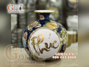 Bình hút lộc vẽ Vàng cao cấp họa tiết Phúc Lộc, cao 30cm