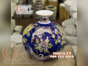 Bình hút lộc vẽ Vàng cao cấp họa tiết Sum Vầy, cao 33cm