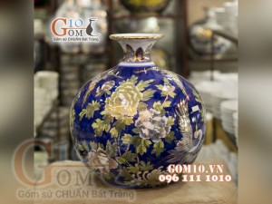 Bình hút lộc vẽ Vàng cao cấp họa tiết Sum Vầy, cao 33cm