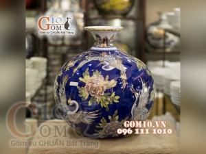 Bình hút lộc vẽ Vàng cao cấp họa tiết Sum Vầy, cao 33cm