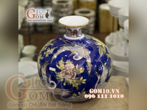 Bình hút lộc vẽ Vàng cao cấp họa tiết Sum Vầy, cao 33cm