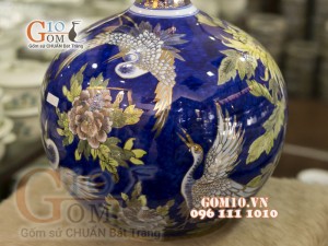 Bình hút lộc vẽ Vàng cao cấp họa tiết Sum Vầy, cao 33cm