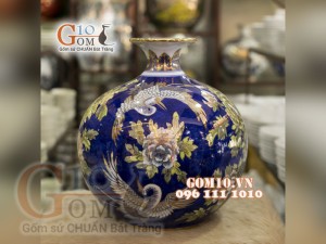 Bình hút lộc vẽ Vàng cao cấp họa tiết Sum Vầy, cao 33cm