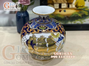 Bình hút lộc vẽ Vàng cao cấp họa tiết Thuần Buồm Xuôi Gió - Lộc, cao 22cm
