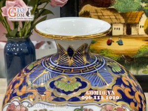 Bình hút lộc vẽ Vàng cao cấp họa tiết Thuần Buồm Xuôi Gió - Phúc, cao 22cm