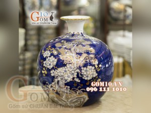 Bình hút lộc vẽ Vàng cao cấp họa tiết Thuận Buồm Xuôi Gió, cao 28cm