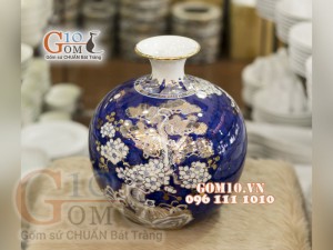 Bình hút lộc vẽ Vàng cao cấp họa tiết Thuận Buồm Xuôi Gió, cao 28cm