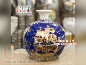 Bình hút lộc vẽ Vàng cao cấp họa tiết Thuận Buồm Xuôi Gió, cao 28cm