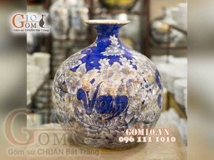 Bình hút lộc vẽ Vàng cao cấp họa tiết Vạn Sự Như Ý, cao 35cm