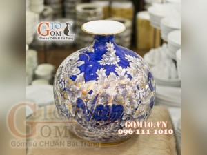 Bình hút lộc vẽ Vàng cao cấp họa tiết Vạn Sự Như Ý, cao 35cm