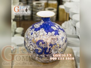 Bình hút lộc vẽ Vàng cao cấp họa tiết Vạn Sự Như Ý, cao 35cm