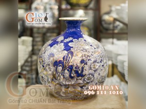 Bình hút lộc vẽ Vàng cao cấp họa tiết Vạn Sự Như Ý, cao 35cm