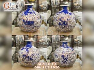 Bình hút lộc vẽ Vàng cao cấp họa tiết Vạn Sự Như Ý, cao 35cm