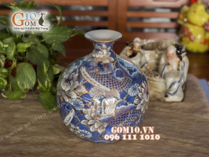 Bình hút tài lộc họa tiết Chép Sen, cao 30cm - Vẽ vàng 24k