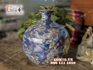 Bình hút tài lộc họa tiết Chép Sen, cao 30cm - Vẽ vàng 24k