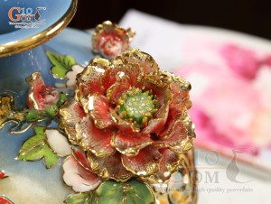 Bình hút tài lộc men loang vàng đắp nổi Thuận Buồm Xuôi Gió vẽ vàng 24k, cao 30cm