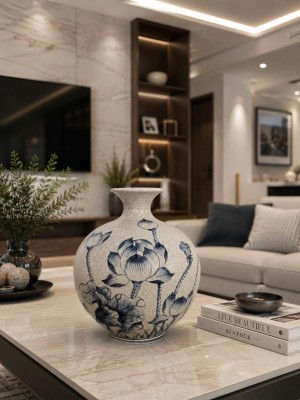 Bình hút tài lộc men rạn họa tiết hoa Sen, cao 23cm