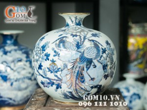 Bình hút tài lộc viên mãn vẽ vàng kim 30cm