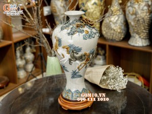 Mai bình men rạn đắp nổi Mã Đáo Thành Công, cao 50cm