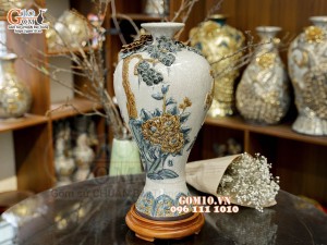 Mai bình men rạn đắp nổi Mã Đáo Thành Công, cao 50cm