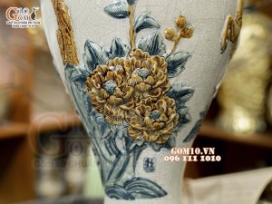 Mai bình men rạn đắp nổi Mã Đáo Thành Công, cao 50cm