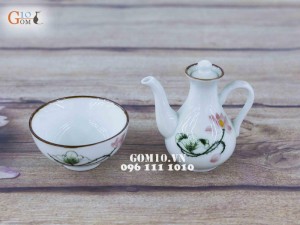 Bình mắm - bát mắm Sen hồng