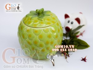 Bình nước dáng dứa xanh vòi giả inox, 5 Lít