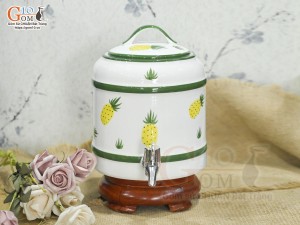 Bình nước men trắng vẽ dứa chỉ xanh 2,5 Lít 