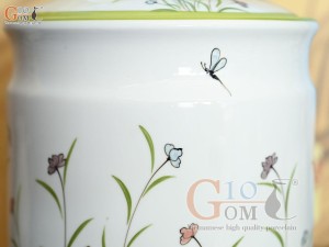 Bình nước vòi nhựa men trắng vẽ hoa, dung tích 10l