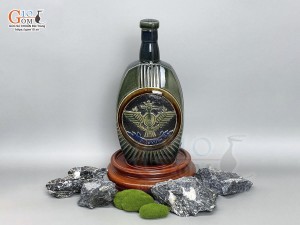 Bình rượu gốm men màu xanh đá, 750ml