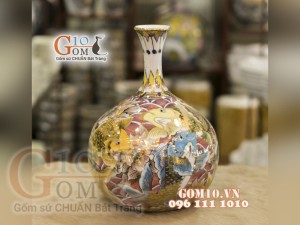 Bình tài lộc mini vẽ Vàng cao cấp họa tiết Cát Tường, cao 26cm