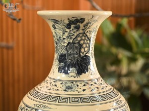 Bình tỏi men cổ họa tiết tứ cảnh chữ Lộc, cao 60cm (cả đế)