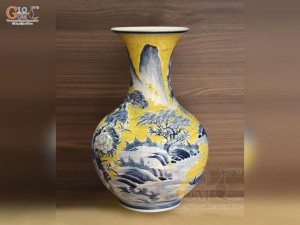 Bình tỏi men màu vẽ cảnh Chim Hạc Phú Quý Trường Thọ, cao 52cm