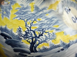 Bình tỏi men màu vẽ cảnh Chim Hạc Phú Quý Trường Thọ, cao 60cm (cả chân kê)