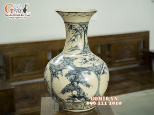 Bình tỏi men rạn cổ vẽ Tứ Cảnh, 55cm