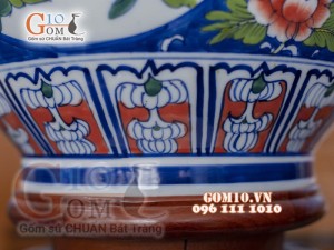 Bình tỏi trắng vẽ Tứ Cảnh màu, cao 56cm