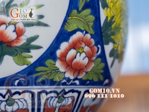 Bình tỏi trắng vẽ Tứ Cảnh màu, cao 56cm