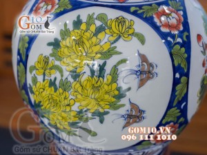 Bình tỏi trắng vẽ Tứ Cảnh màu, cao 56cm